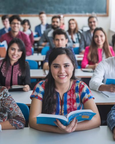 group-students-are-sitting-classroom-with-one-reading-book-called-word